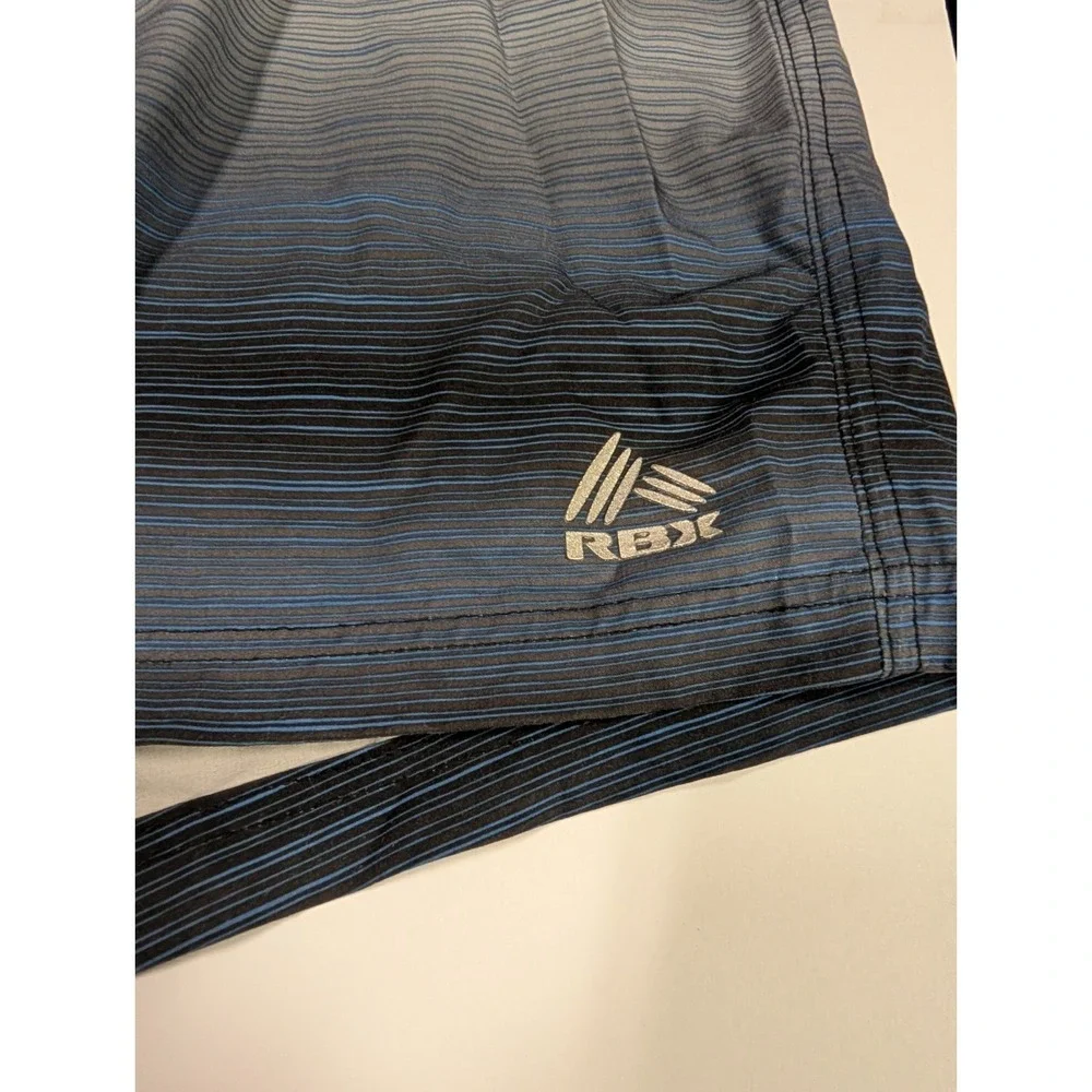 RBX Men's Swim‎ Trunks Size XL Mesh Lined Elastic Waist Drawstring Blue Stripes